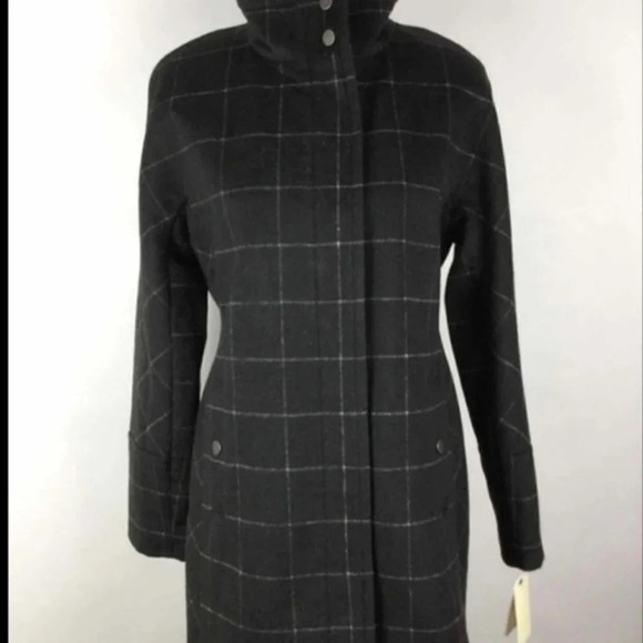 Lucky Brand Checkered Wool Blend Zip Front Coat Small - Picture 9 of 10